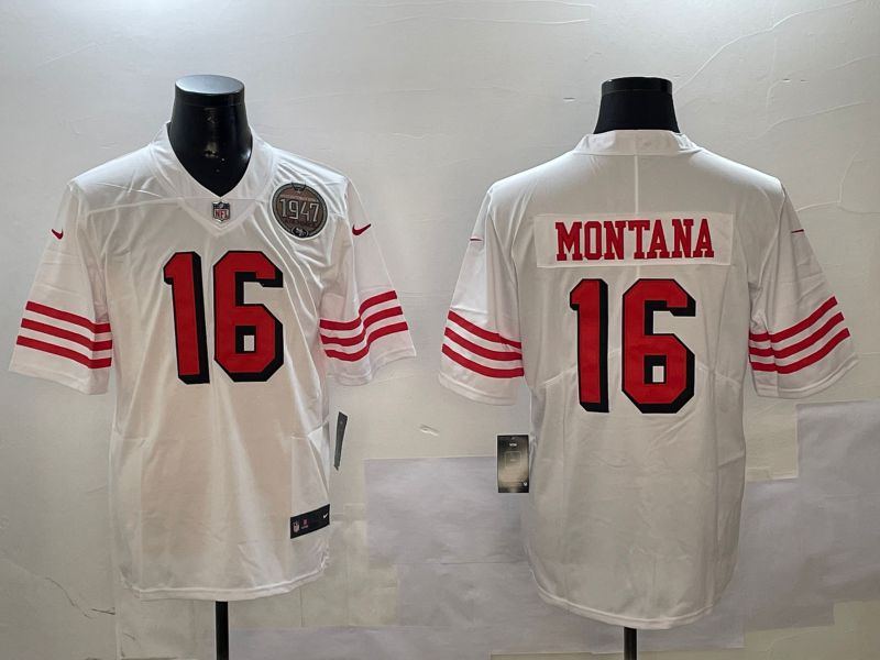Men San Francisco 49ers 16 Montana White Throwback 2024 Nike Limited NFL Jersey style 01041
